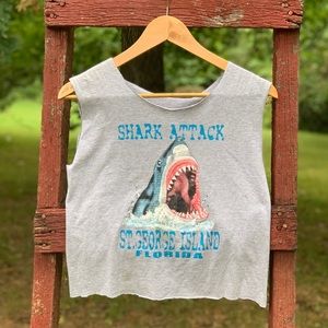Vintage shark attack crop tee
